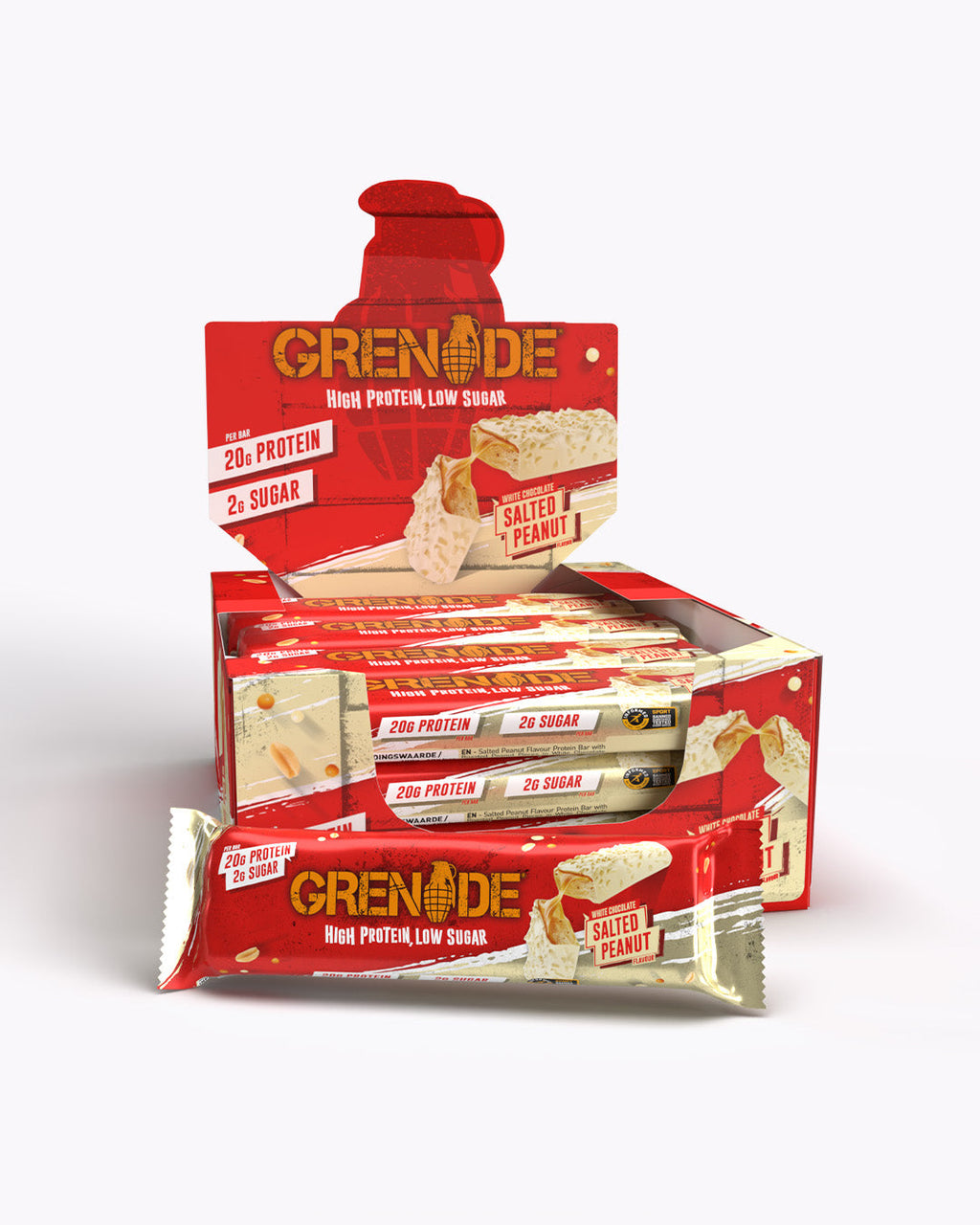GRENADE WHITE CHOCO SALTED PEANUT<BR>(CASE OF 12)