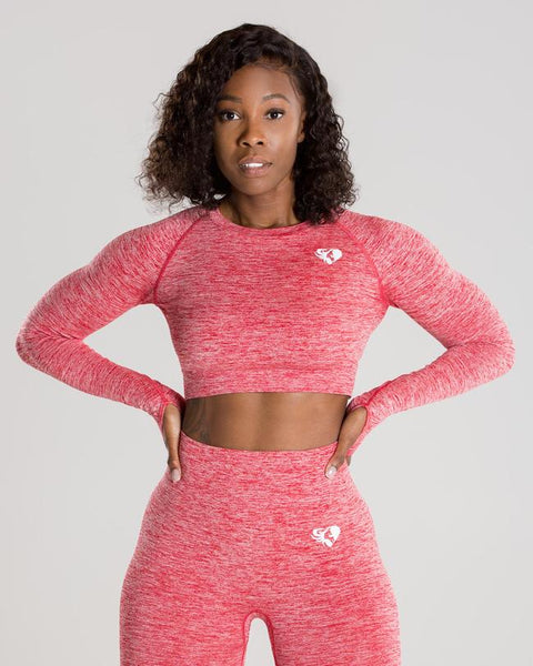 Move Seamless Long Sleeve Crop Top | Ruby Red Solid
