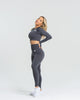 MOVE SEAMLESS LONG SLEEVE CROP TOP | STONE GREY SOLID